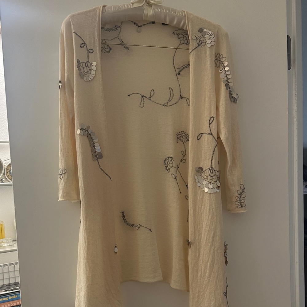 Anthropologie Knitted & Knotted Embroidered Cardigan